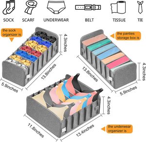 ตู้ลิ้นชักพับเก็บได้สำหรับห้องนั่งเล่นกระเป๋าเก็บชุดชั้นในพร้อมช่องแบ่งสำหรับผูกถุงเท้าชุดชั้นในเสื้อผ้า-ผ้าซักได้ - Product Image 2