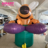 Ballon gonflable en forme d'abeille de dessin animé pour la décoration de jardin, publicité personnalisée, abeille gonflable et abeille gonflable éclairée