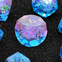 Ensemble de dés en résine dégradé rose clair et bleu, 7 pièces, dés polyédriques avec chiffres argentés, pour jeux de rôle sur table Dungeons and Dragons