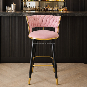 Meilleures ventes SYT Tabourets de bar en velours doux pour comptoir de café, tabourets de cuisine de 43,5 cm de large pour <span class=keywords><strong>boulangerie</strong></span> - Product Image 3