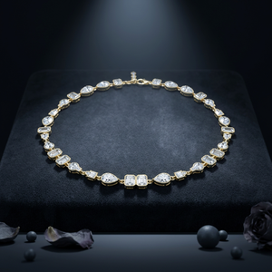 Elegante Collar de Tenis con Diamantes Cultivados en Laboratorio, Corte Fantasía Mixto, Engaste de Bisel, Múltiples Formas, Oro Sólido de 14K y 18K, Joyería Fina para Mujer, Regalo Nupcial - Product Image 1