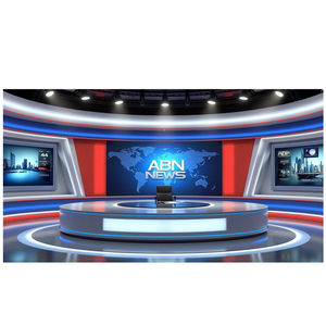 Tavolo Console Moderno di Lusso con Illuminazione LED per Trasmissioni, Scrivania per Notiziari TV, Arredamento per <span class=keywords><strong>Studio</strong></span> Televisivo in Materiale Legno - Product Image 1