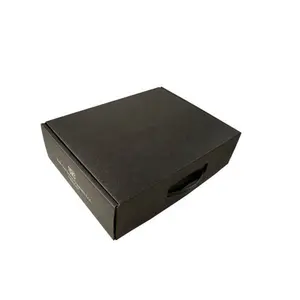 Caja de cartón portátil de alta gama, caja de almacenamiento de color negro mate, fácil de doblar, con mango negro