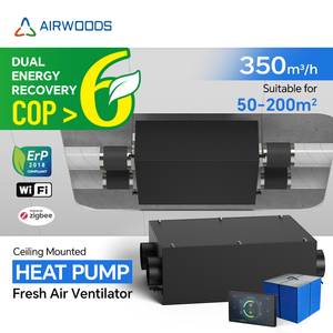 Sistema di Ventilazione con Recupero di Energia a Pompa di Calore DC Inverter ERV HRV con Raffreddamento e Riscaldamento per Appartamenti e Ville, Unità da 350 CMH - Product Image 2