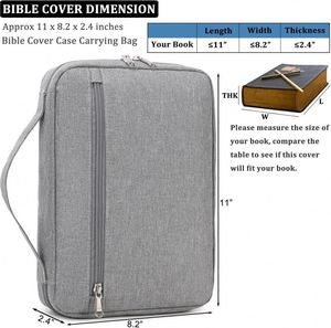 Échantillon gratuit : Housse de Bible de haute qualité pour femmes, grande pochette pour Bible et étui de transport pour livres avec poche zippée, directement de l'usine - Product Image 4