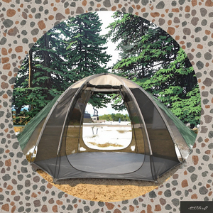 Carpa <span class=keywords><strong>de</strong></span> verano individual para 6 personas, tipo gazebo, para acampar al aire libre, con dosel, protección solar, impermeable, con una habitación y malla. - Product Image 3