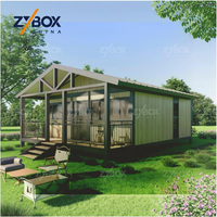 ZYBOX Villa Modulaire Préfabriquée de Luxe 40 pieds avec Toit en Pente et Porche, Maison Conteneur Extensible pour les Marchés des États-Unis, d'Australie et du Canada