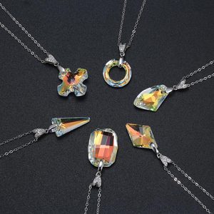 RINNTIN SWN26 <span class=keywords><strong>collana</strong></span> punta <span class=keywords><strong>di</strong></span> cristallo arcobaleno <span class=keywords><strong>collana</strong></span> 925 in argento Sterling moderna <span class=keywords><strong>collana</strong></span> spigolosa gioielli geometrici - Product Image 4