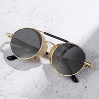 Lunettes de soleil steampunk en métal avec verres acryliques UV400 et maille latérale pour unisexe