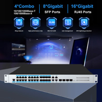 Switches Industriales Gigabit de 16 Puertos RJ45 con Gestión de Red, 8 SFP, 4 Combo, Montaje en Rack, Función SNMP