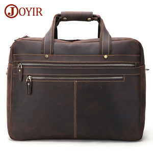 Joyir Men's Genuine <b>Leather</b> <b>Briefcase</b> Large Capacity Business Travel Laptop Bag Solid Color Brown - Product Image 5