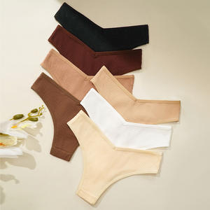 กางเกงในทรงสามเหลี่ยมผ้าริบสไตล์ Maillard สำหรับผู้หญิง - เอววี ระบายอากาศได้ดี ผ้าฝ้าย เซ็กซี่ ยกกระชับสะโพก - Product Image 2