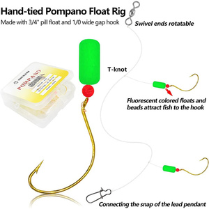 Gourami 6/12PCS用于冲浪捕鱼的盐水蓬帕诺钻机，带浮标的双滴蓬帕诺钻机，佛罗里达州海上冲浪捕鱼 - Product Image 4
