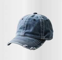 Gorra de Béisbol Personalizada de 6 Paneles, 100% Algodón Denim, Cierre Trasero Ajustable, Opciones de Logotipo Grabado/Impreso, Estilo Retro Vintage