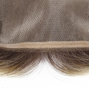 Topper mono fin EMEDA blond cendré ombre brune pour femme blanche pièces de cheveux humains - Product Image 3