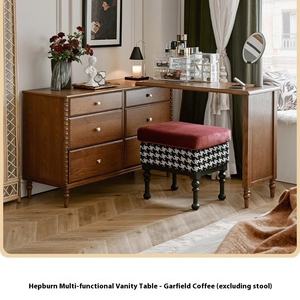 Commode de style rétro français en bois massif, table de toilette antique multifonctionnelle, rangement rétractable moderne pour la maison, pour ensemble de bar - Product Image 6
