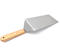 Accessoires pour plancha : Spatule de barbecue en acier inoxydable avec manche en bois plat pour camping, barbecue, grillades et friture de grands burgers