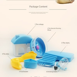 Jaula de plástico para hámster de mascotas con rueda para correr, lavabo de comida, escaleras, tetera deslizante, pequeño castillo, casa de campo, caja empaquetada, casa de hámster - Product Image 5