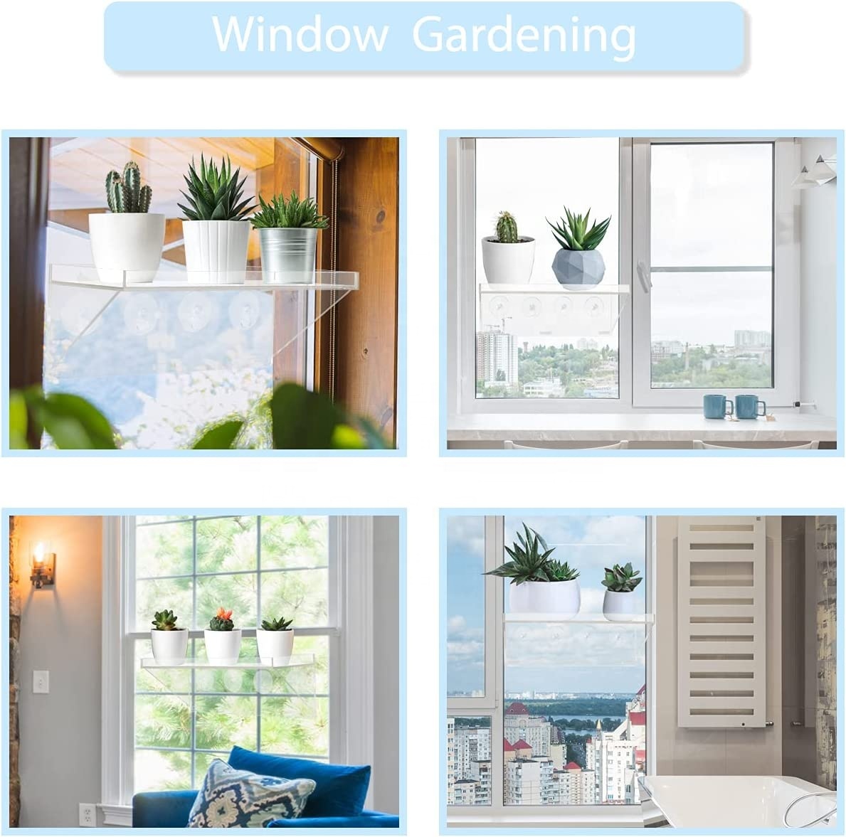 Lawnrden Transparent Acrylic Suction Cup Planter - Square Window Plant Pot for Home Office Balcony