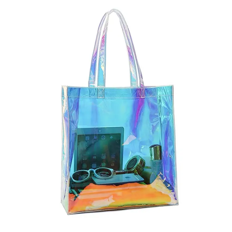 Personalizado de alto grado de lujo impermeable transparente de PVC compras hombro bolsa de PVC