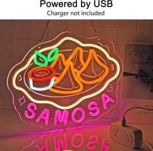 <span class=keywords><strong>Enseigne</strong></span> au néon Samosa, vente directe d'usine, design gratuit, lumières au néon, décoration murale suspendue pour restaurant indien - Product Image 2