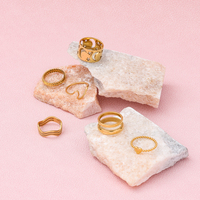 Joolim – bijoux en acier inoxydable plaqué or 18K, anneaux de mouette de mer ondulés pour femmes