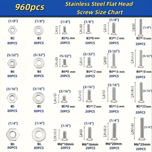 1920pcs 304 Stainless Steel Screw Nut Set Phillips Pan Countersunk Head Boxed Craft Supplies - Product Image 2