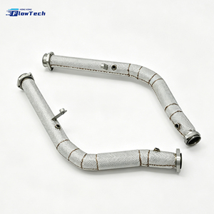 ท่อดาวน์ไปป์แบบ High Flow Sport สำหรับ Mercedes G63 AMG W463 M177 4.0L V8 Biturbo ผลิตจากเหล็ก 304 สำหรับการอัพเกรดท่อไอเสียแบบ Racing พร้อมแผ่นกันความร้อน - Product Image 1