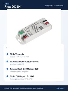 Controlador LED Inteligente JINK Flux DC S4 Matter Zigbee Mesh 2.0 BLE, DC24V 8.5A 200W, con Función de Atenuación - Product Image 3