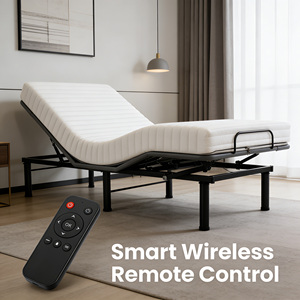 מסגרת מיטה מודרנית גדולה מברזל בסיטונאות |   מתכוונן עם שלט אלחוטי |   ידידותי לסביבה |   בית ספר לחדרי שינה מבד פשתן אפור - Product Image 2