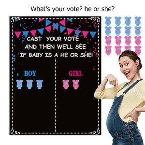Gender reveal game voting poster board with pink blue stickers set for boy or girl vote game gender reveal party decoration kit