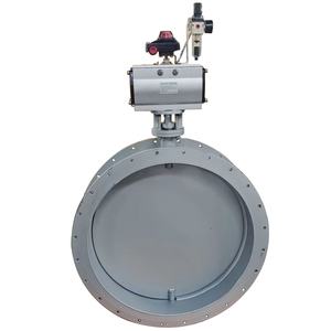 Doppel flansch Typ DN600 Abgas behandlung Luft klappe Manuelle Turbine Belüftete Absperr klappe mit SS304 - Product Image 4