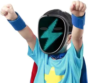 Masker Led anak dengan sensor gerakan, masker transformasi wajah Halloween untuk Cosplay Festival, pesta, hadiah untuk anak laki-laki untuk anak perempuan