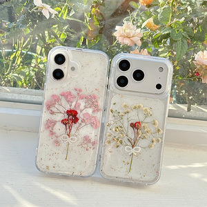 <span class=keywords><strong>Coque</strong></span> de téléphone <span class=keywords><strong>transparente</strong></span> en époxy style coréen avec nœud floral pour <span class=keywords><strong>iPhone</strong></span> 17 Pro Max, design personnalisé, antichoc, compatible avec 16, 15 Plus, 14 - Product Image 2