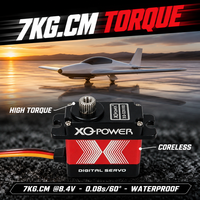 Servomoteurs à vendre XQ-POWER XQ-S2010D 7KG Servomoteur sans noyau Engrenage en acier inoxydable Étanche 8.4V Haute vitesse pour hélicoptère RC