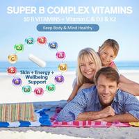 Capsules de Vitamine B Complexe pour la Gestion du Stress chez l'Adulte - Améliore le Métabolisme et la Santé du Système Nerveux, Renforce l'Immunité