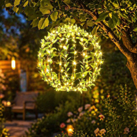 Lanterne solaire en rotin vintage à LED, globe lumineux en osier, étanche IP44, luminaire décoratif suspendu pour extérieur, lumière blanc chaud 3500K