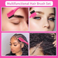 Brosse à cheveux double face pour le contrôle des bords, peigne à queue en acier, brosse à sourcils 3-en-1 – Vente en gros