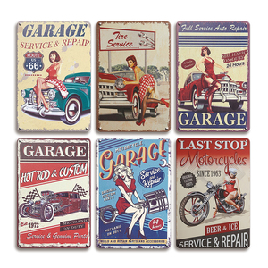 Letrero Metálico Personalizado con Diseño de Pin-up, Impresión UV, Decoración Vintage para Garaje, <span class=keywords><strong>Bar</strong></span>, Cuarto de Hombre, Taller, Placa Decorativa Retro para Pared - Product Image 1