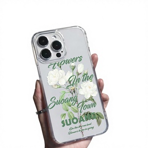 Custodia per <span class=keywords><strong>iPhone</strong></span> con Stampa Vintage Rosa <span class=keywords><strong>Bianca</strong></span>, <span class=keywords><strong>Cover</strong></span> Floreale con Testo Verde per <span class=keywords><strong>iPhone</strong></span> 17/16/15/14/<span class=keywords><strong>13</strong></span>/12 Pro Max, Trasparente Antiurto - Product Image 1