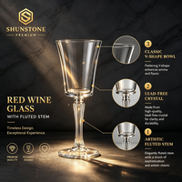 Verre à vin en cristal minimaliste moderne avec logo personnalisé, gobelet à vin rouge à pied fin pour les dîners élégants et les mariages