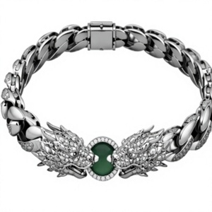 Retro Dragon Head Cuban Bracelet for <b>Men</b> and Women 18K Gold Plated Natural Stone Link <b>Bangle</b> Graduation Jewelry - Product Image 1