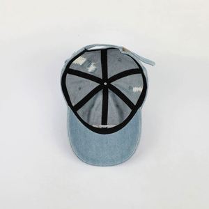 Proveedor Chino de Gorras de Béisbol de Mezclilla Vintage sin Estructura de 6 Paneles, 56 cm, Gorra de Papá Bordada en Mezclilla Azul - Product Image 6