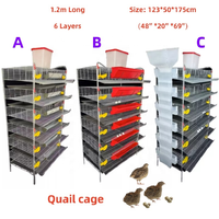 Cage à cailles portable galvanisée de type H à 6 niveaux avec bac à fumier, mangeoire et abreuvoir pour l'élevage des cailles