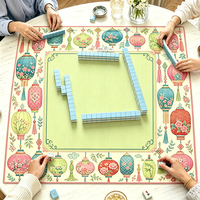 Tapis de Mahjong de Luxe Moderne Personnalisé, Imperméable, Antidérapant, en Caoutchouc, Design Chinoiserie Élégant, Vente Directe Usine