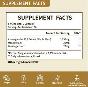 GMP OEM özel etiket ashashandha kapsül takviyeleri yetişkinler için doğal Organic1050mg ashashandha özü bağışıklık enerji sağlık - Product Image 3