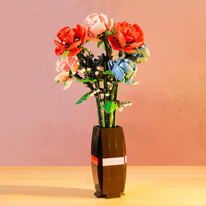 Zuanma <b>Building</b> <b>Block</b> Rose Bouquet Model 800+ Pieces Valentine's Day Decorative Ornament Potted Plant Assembly Toy Coastal - Product Image 5