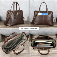 Sac de médecin en cuir pleine fleur vintage résistant à l'usure, avec fermeture éclair oblique, pouvant contenir un ordinateur portable de 14,2 pouces