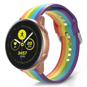 Bracelet en silicone 20mm pour <span class=keywords><strong>Samsung</strong></span> Galaxy Watch 4 <span class=keywords><strong>Classic</strong></span> 40/44mm 42/46mm Active 2 <span class=keywords><strong>Gear</strong></span> <span class=keywords><strong>S2</strong></span> Rainbow Strap pour Huawei gt 2 Amazfit bip - Product Image 3