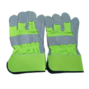 GL1008 Guantes de mano de seguridad de cuero dividido de vaca búfalo Guantes de trabajo de jardinería económicos naranjas